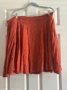 Embroidered Flower Burnt Orange Skirt from Torrid
